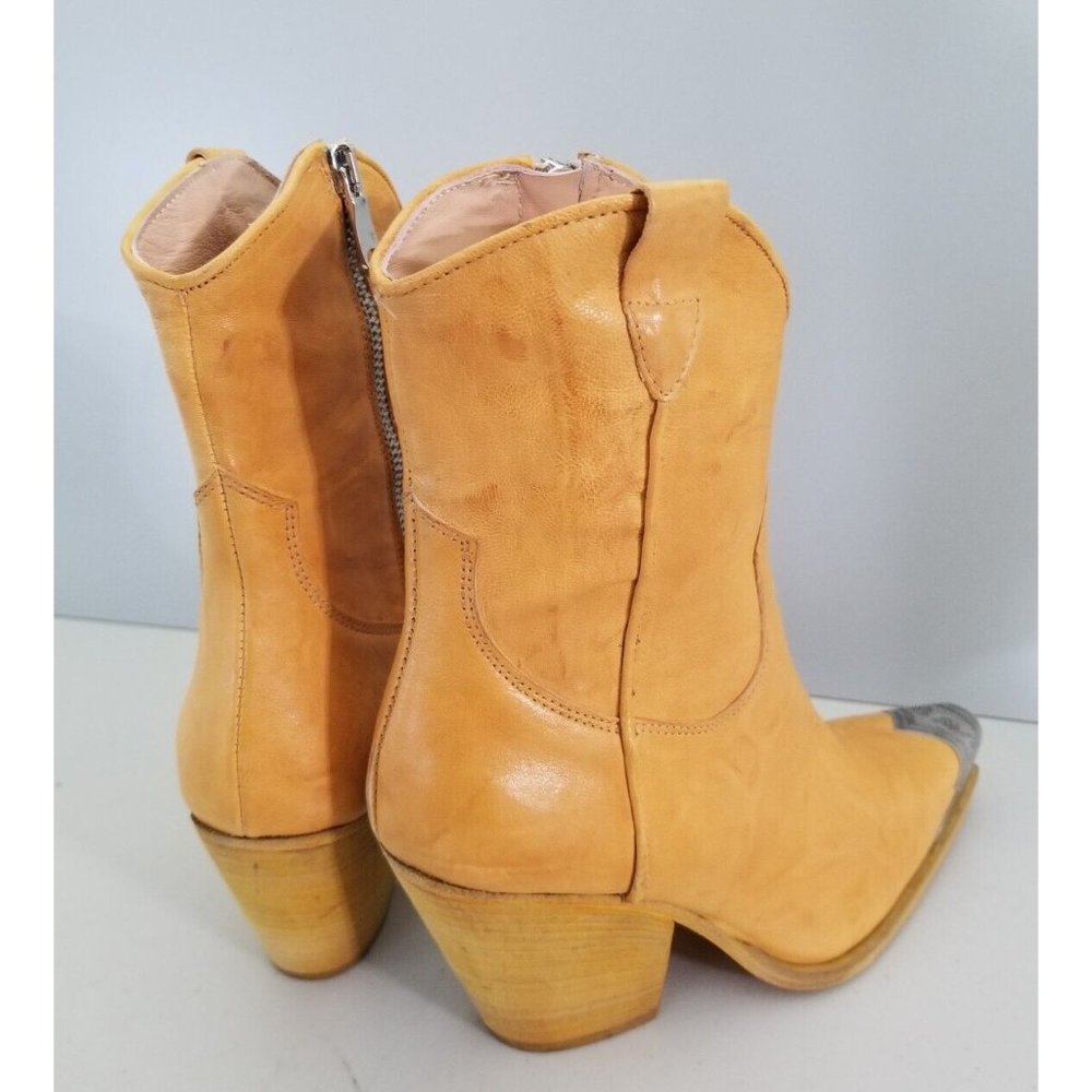 Free People Brayden Western Boots Cognac Yellow Leather Womens Size 38 - Picture 2 of 4